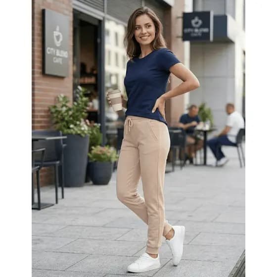 Calça Jogger Moletom Feminina Estilo Blogueira Cintura Alta Não Fica Transparente Calça Feminina Casual Confortável Moda