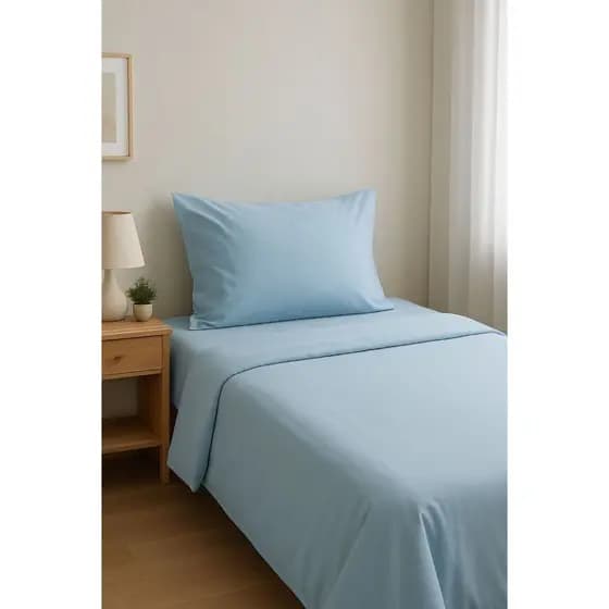 Jogo de Lençol Cama Solteiro Liso 3pç C/Elástico Micropercal 500 Fios de Luxo Toque Macio de Algodão