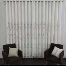 Cortina Bordada Com Forro de Microfibra Luxo 3,00m Largura X 2,80 Altura - Para Sala, Luxo Decoração