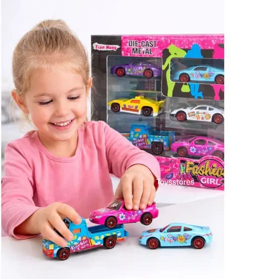 Kit 6 Carrinhos Feminino De Ferro Brinquedos Colecção