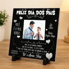 Azulejo Dia dos Pais com Nomes e Foto – Quadro Personalizado para Homenagem