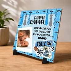 Presente Especial Dia dos Pais – Azulejo Personalizado com Foto e Detalhes Azuis
