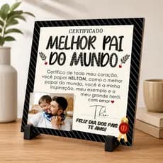 Azulejo Personalizado Dia dos Pais – Certificado Melhor Pai do Mundo com Foto