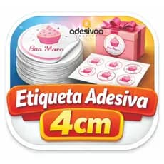 Adesivo / Etiqueta com 4cm / Até 1000 pçs / Couchê adesivo / Impressão Digital Laser