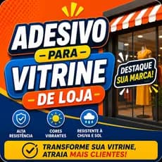 Adesivo para Vitrine de Loja Personalizado Colorido | Vinil de Alta Qualidade | 130x60cm | Impressão UV