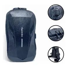 Mochila Sling Antifurto Masculina Com Usb Carbono Preto Liso