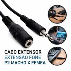 Cabo Extensor Extensao Fone P2 Macho X Femea 1.50M