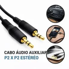 Cabo Audio Auxiliar P2 X P2 Estereo Dourado 3M