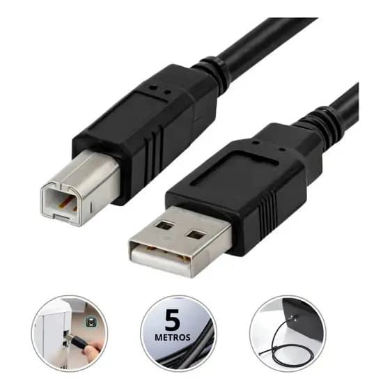 Cabo Usb 2.0 Para Impressora E Scanner 5m Conector Usb-a Usb