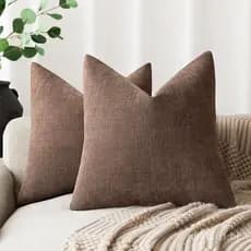 Capa de almofada de chenille estilo nórdico para sofá, almofada, cabeceira e almofada decorativa, tingida na cor café, e