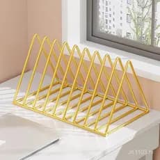 Estante de ferro forjado, suporte para livros criativo, estilo nórdico, suporte triangular para decoração de mesa, prate