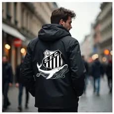 Jaqueta Impermeavel Masculino Frente e Costas Casaco Corta Vento Premium Santos Peixe