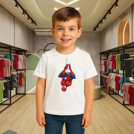 Camiseta Infantil Pra Criança Camisa 100% Algodão Premium Homem Aranha Super Herói