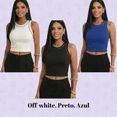 KIT 3 REGATINHAS BASICAS LINHA BRANCA DIVERSAS CORES