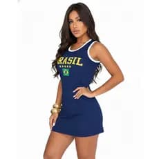 Vestido | Seleção | BR | Ribana Regatinha Confortavel Fresquinho Copa do mundo
