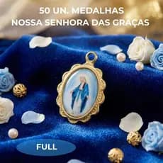 Medalha Nossa Senhora das Graças Dourada Medalha Milagrosa Pingente Kit 10 a 50