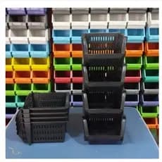 Caixa Organizadora Bin Empilhável Plástico Preto Rosa Branco mini kit com 10