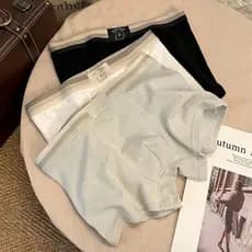 Roupa íntima masculina listrada de algodão puro macio respirável boxer esportivo jovem boxer Shorts masculino#条装纯棉男士内裤柔软