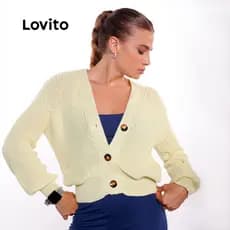 Lovito Cardigan Tricot Decote V com Botões SWB370BRL399