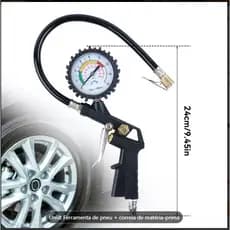 Mini Compressor de Ar Calibrador de Pneus Pneumático Com Manômetro Bico Forte Encher Bike Car