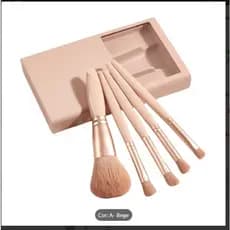 Kit 5 Pincéis de Maquiagem – Viagem Portátil com Espelho Lupa, Mão Segurar e Bolso Dobrável
