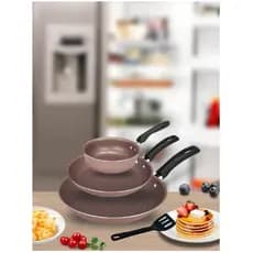 Conjunto De Frigideira Elegante 4 Peças Antiaderente Globalflon + Espatula e Frigideira de Ovo