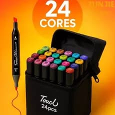 24 Cores Caneta Marcadora De Cabeça Dupla Montagem Artística Para Estudantes