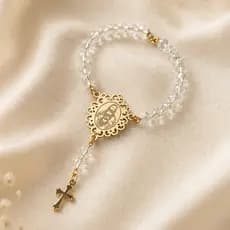 Pulseira e Terço de Jesus Semi-Jóia