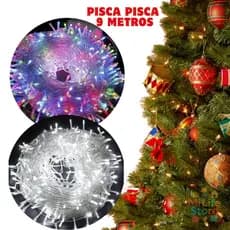 Pisca Pisca Natal Cordão 100 Lampadas Leds 8 Funções 127V 8M Fio Transparente Decoração