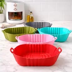 Cesto Forma De Silicone Quadrada Para Air Fryer Antiaderente Reutilizável