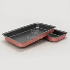 ASSADEIRA Nº1 ANTIADERENTE – BOLO, TORTA ROSE/GRAFITE | ALUMIX – 29,5 X 20,5 X 3,5 - COM NOTA FISCAL