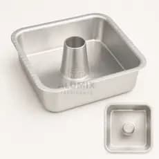 FORMA DE PUDIM E BOLO QUADRADA COM FURO CENTRAL ALUMIX 15X6 - CABE NA AIR FRYER - COM NOTA FISCAL
