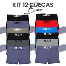 KIT 12 CUECAS MASCULINA BOX ESPORTIVA