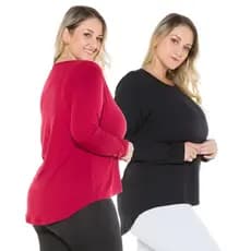 Kit 2 Blusas Mullet Femininas Manga Longa Básicas 1136-K2-DROP