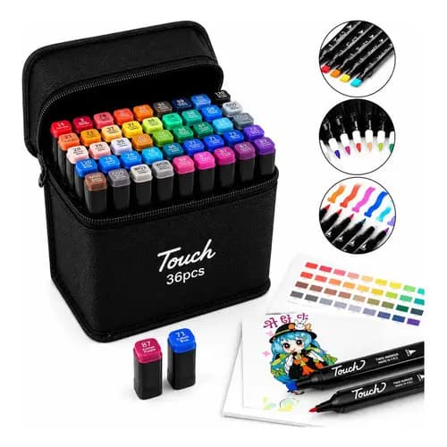 Kit Canetinha 36 Marcadores Coloridos Touch Com Ponta Dupla