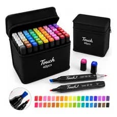 Kit Marcador 48 Cores Ponta Dupla Caneta Canetinha Colorido