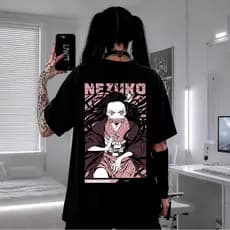 Camiseta Anime Demon Slayer Nezuko Oni Oversized Premium Streetwear Casual Academia Treino