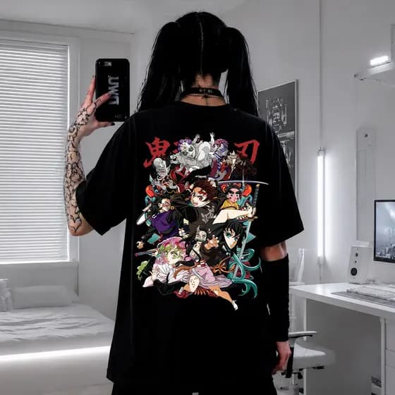 Camiseta Anime Demon Slayer Castelo Infinito Oversized Premium Streetwear/Casual/Treino