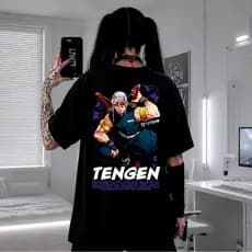 Camiseta Anime Demon Slayer Tengen Half Tone Oversized Premium Streetwear Academia Casual