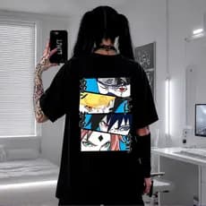 Camiseta Anime Naruto Equipe da Folha Oversized Premium Streetwear / Academia / Casual