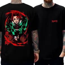Camiseta Anime Demon Slayer Tanjiro Oversized Premium Streetwear Casual Academia Treino