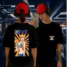 Camiseta Oversized Unisex Streetwear Anime One Piratas Piece Nami Quadro / Academia / Casual