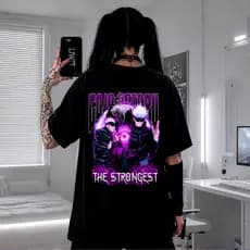Camiseta Anime Jujutsu Kaisen Gojo Satoru Oversized Premium Streetwear Casual Academia Treino