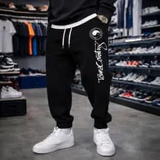 Calça Moletom Cargo Estampado Confortável Estilo Jogger Casual Yng Yang Lançamento Dia a Dia