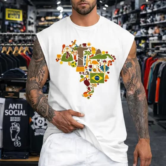 REGATA OVERSIZED MACHÃO MASCULINA CAMISETA CAVADA CASUAL 100% ALGODÃO GOLA ALTA CAIMENTO PERFEITO ENVIO 24H