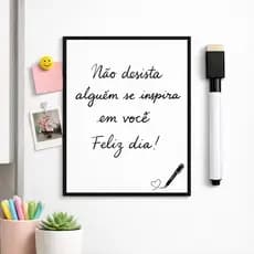 Imã de Geladeira Lousa Magnética Magica de Anotações + Caneta Quadro Branco com Apagador e Imã Papelaria Criativa