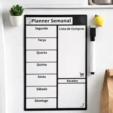 Lousa Magnética Planner Semanal de Geladeira + Caneta Imã com Apagador Organizador de Tarefas e Cardápio Papelaria