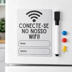 Lousa Magnética para Geladeira Placa Wifi  Lembrete + Caneta Quadro Branco Apagador com Imã Papelaria
