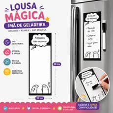 Imã de Geladeira Lousa Magnética Magica de Anotações + Caneta Quadro Branco com Apagador e Imã Papelaria