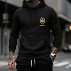 Moletom Brasil Copa Canguru Liso Unissex Blusa de Frio Com Capuz e Bolso Flanelado Premium